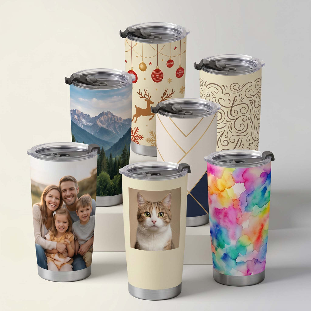 20oz Tumbler with Photo & Name – Personalized Stainless Steel Travel Cup Gift