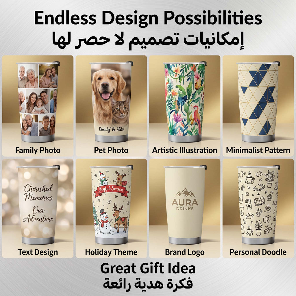 20oz Tumbler with Photo & Name – Personalized Stainless Steel Travel Cup Gift
