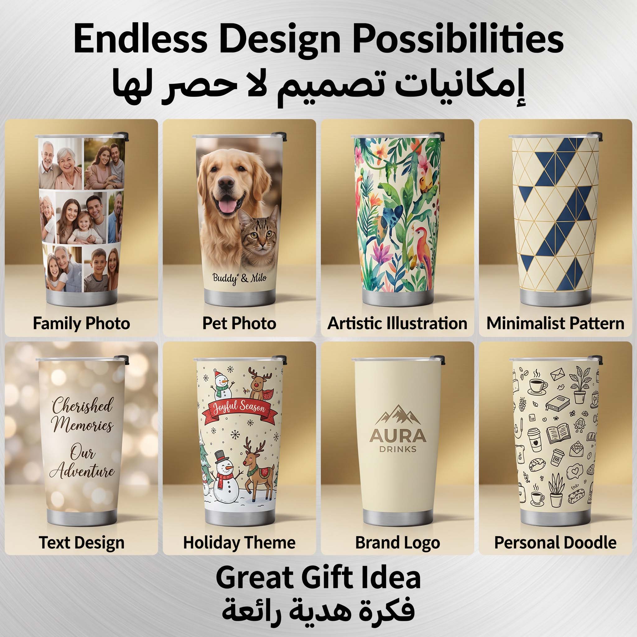 20oz Tumbler with Photo & Name – Personalized Stainless Steel Travel Cup Gift